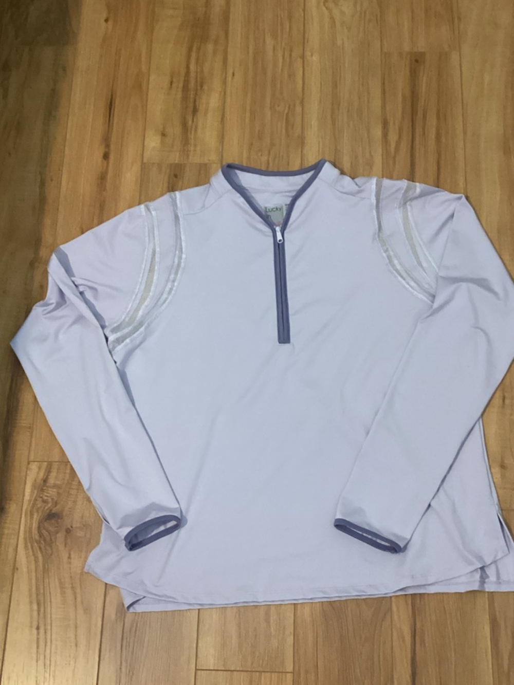 Lucky in Love Lavender Long Sleeve Zip-Front Top